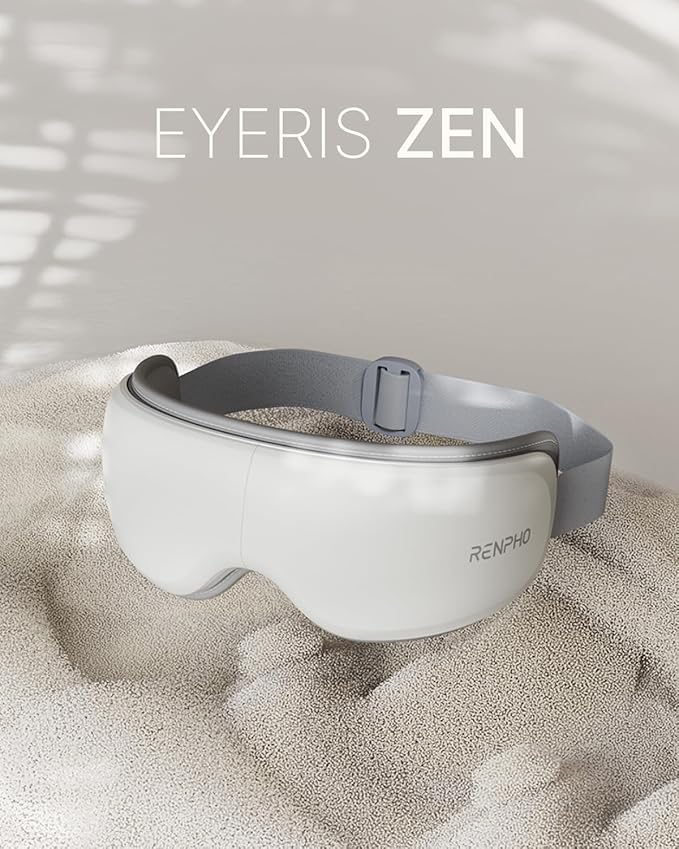 RENPHO Ultra-Quiet Eye Massager with Heat, Lightweight Heated Eye Mask for Migraines, Face Massager for Dry Eyes Relax Reduce Strain Improve Sleep Eyeris Zen