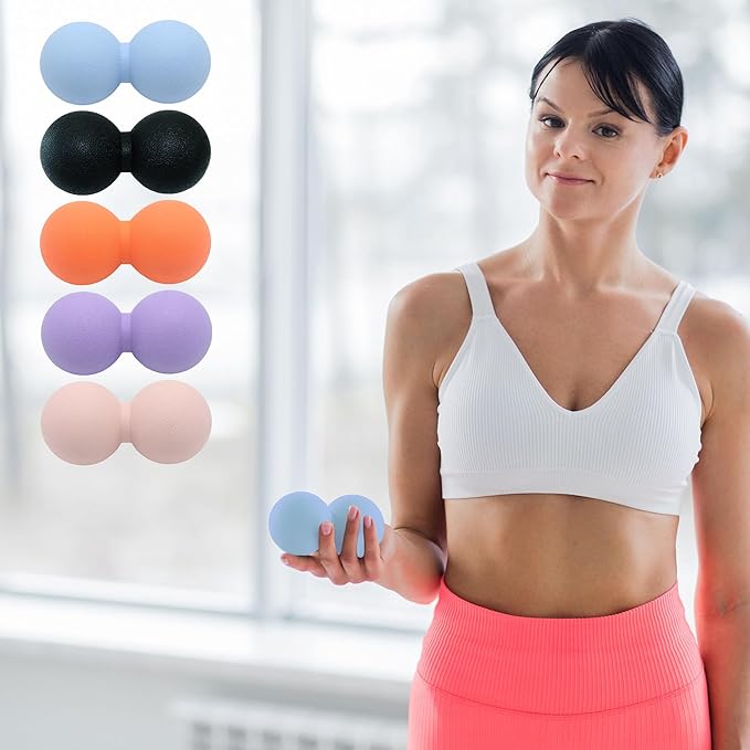 Hard Peanut Massage Ball, Double Lacrosse Massage Ball. Deep Tissue Massage Roller Mobility Ball for Physical Therapy Myofascial Release Muscle Relaxer Acupoint Massage (Black)
