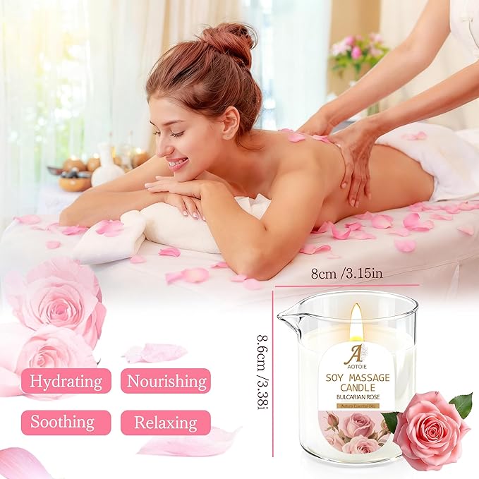 Warming Massage Candle 8.1 OZ for Relaxing and Skin Moisturizing, Massage Oil Candles Scented Candles for Couples, Romantic Gift Scented Candles for Home SPA
