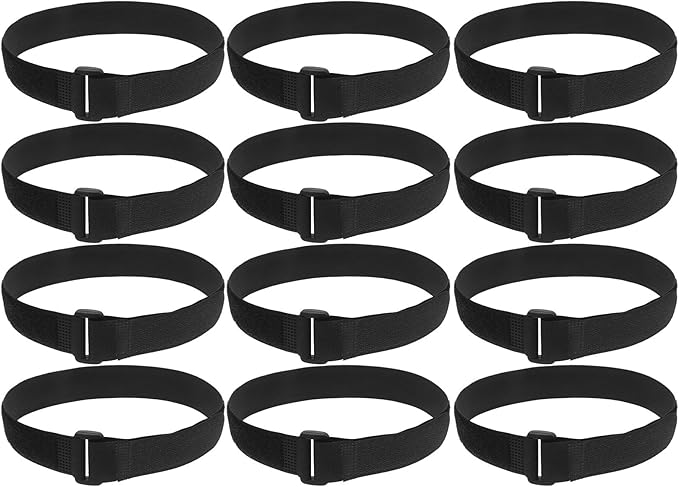 Housoutil 12pcs Adjustable Yoga Mat Carrying Straps Nylon Hook and Loop Bands 25x400mm Mat Carrier for Fitness and Exercise Storage in Black