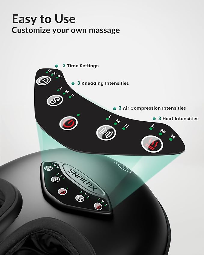 Snailax Foot Massager with Heat, FSA Eligible [2026] Upgraded Shiatsu Feet Massager Machine for Plantar Fasciitis Neuropathy, Rolling Compression HSA Foot Massage, Fits Size up to 15“, Gifts for Men