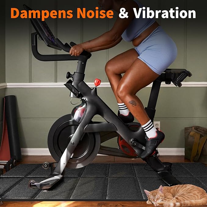 Mat for Exercise Bike Treadmill Walking Pad on Carpet 63x30,Compatible with Peloton, 1/4" Indoor Bike Trainer Mat for Hardwood Floors, Spin Stationary Bike, Equipment Stability, Noise Shock Absorption