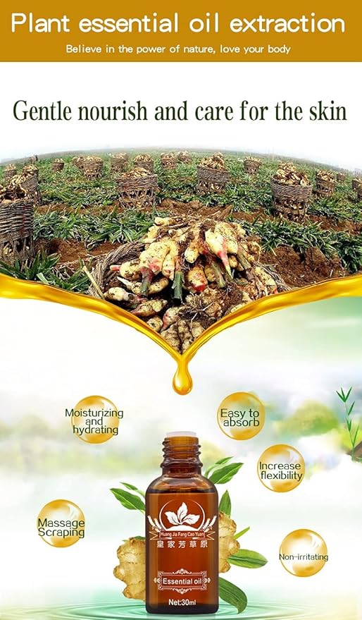 3 Pack Lymphatic Drainage Ginger Oil, Ginger Massage Oil to Promote Blood Circulation,Suitable for Body Massage。