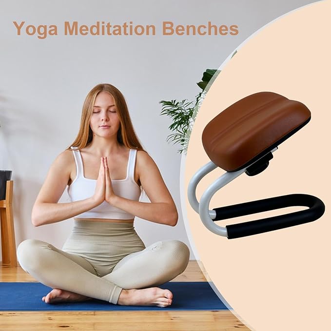 Meditation Stool, Adjustable Kneeling Bench,with Sponge Cushion Meditation Stool Bench Seat, Meditation Accessories, Non-Slip Leg Sleeve, Portable Chair for Home Yoga Studio