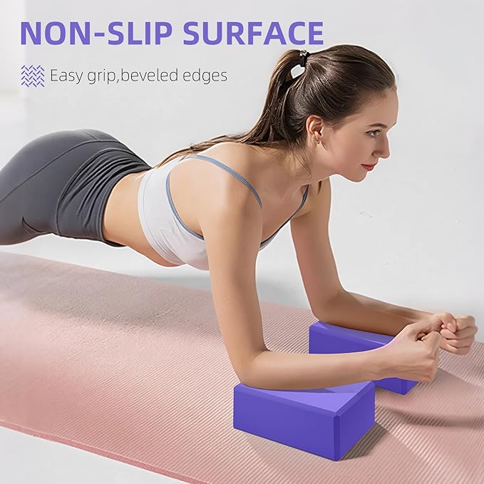 1 Pack Large Foam Yoga Blocks 9x6x4 Inches, Sturdy Pilates Block, Workout Block, Non Slip Surface Yoga Brick for Pilates Meditation, Stretching and Toning, Pink