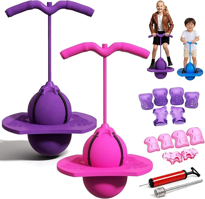 Childrens Balance Jumping Ball, 2026 Upgraded Non-Slip Jumping Balance Board for Kids, Crazy Bouncing Ball with Handle and Pump, High Jump Toy Bounce Jump Trick Board for Kids & Adults