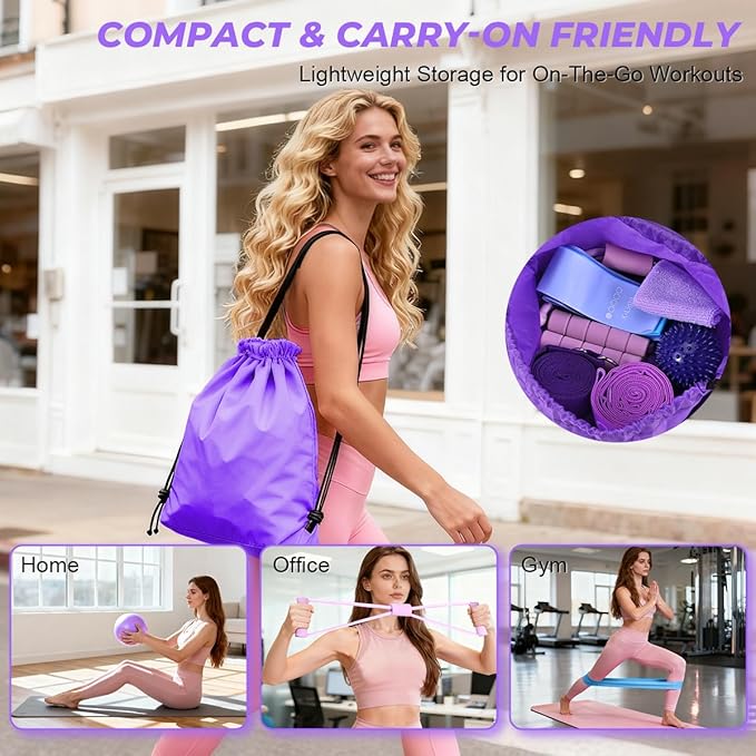 20 Pcs Pilates Ring Set for Women, Magic Circle Pilates Rings 12" with Resistance Bands, Pilates Kit for Home Workouts, Pilates Equipment for Strength, Toning and Flexibility