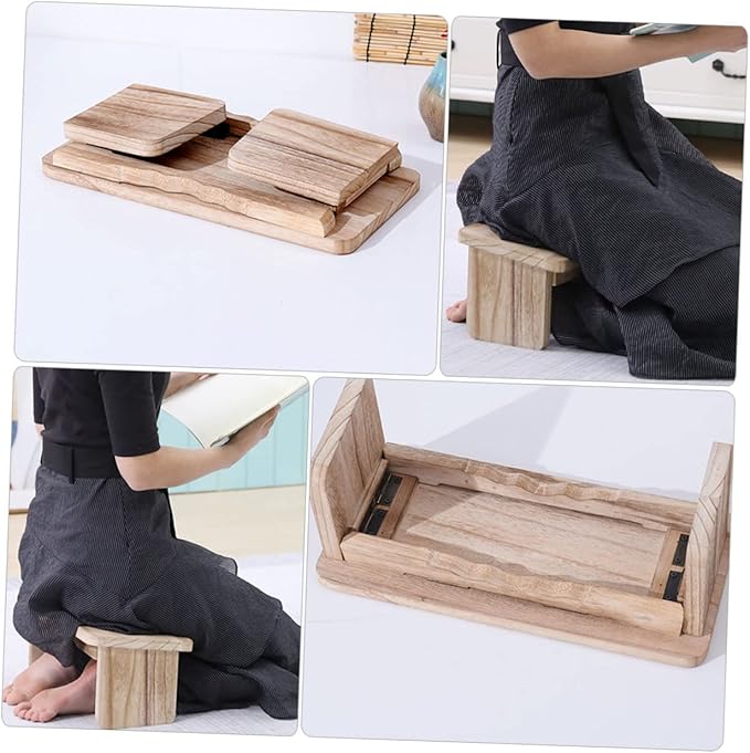 TOYANDONA Meditation Bench Wooden Kneeler Seat Stool for Prayer Non-Slip Zen Stool