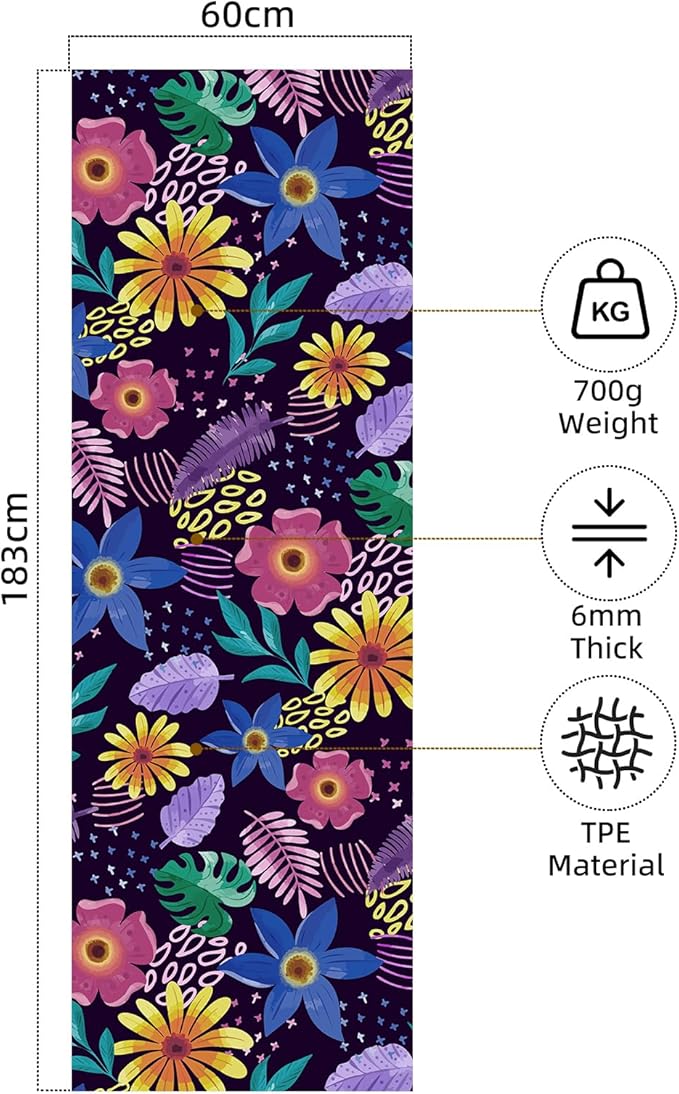 FOLAI Extra Thick Yoga Mat 6mm，pilates mat thick - Non-Slip Exercise Mat for HIIT, Pilates & Home Workouts & Workout with Free Carry Strap
