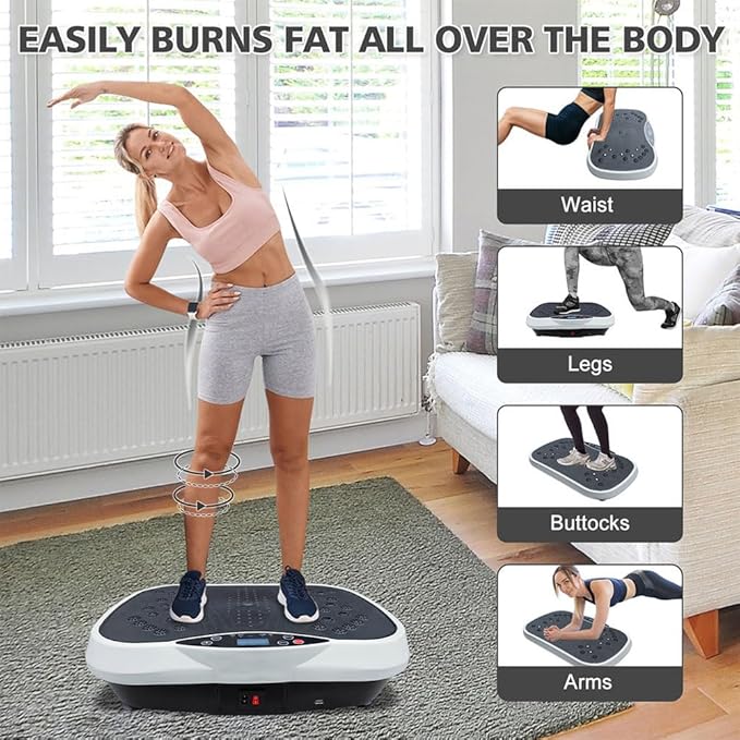 Vibration Plate Exercise Machine, Fitness Vibration Platform with 6 Modes & Remote Control, Whole Body Workout Plate for Weight Loss, Muscle Activation & Lymphatic Drainage, 300 lbs Capacity