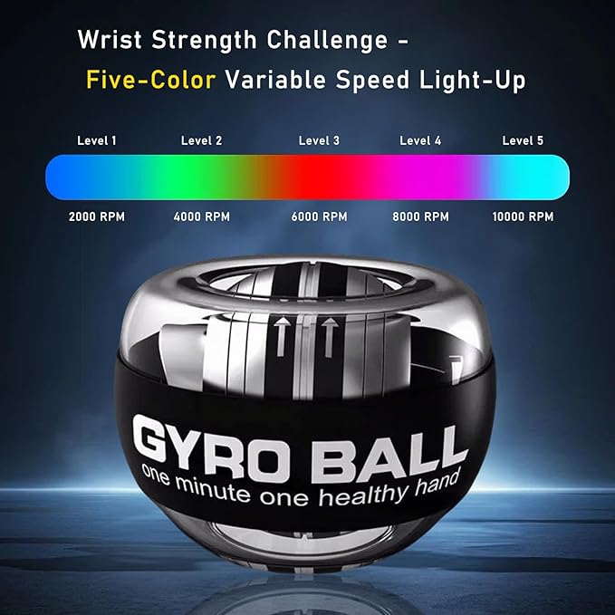Hand Grip Strengthener Ball Wrist Ball gyro ball Exerciser Auto-Start Wrist Balls Hand Exerciser Devices with LED Lights for Strengthening Arms hand strengthening devices powerball gyro exerciser