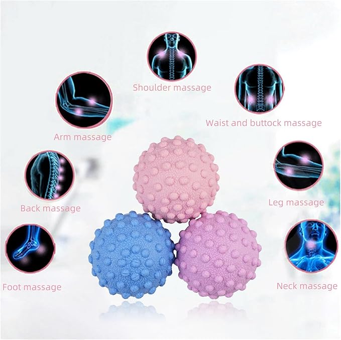 WOVTE Massage Lacrosse Ball Set for Sore Muscles, Shoulders, Neck, Back, Foot, Body, Deep Tissue, Trigger Point, Muscle Knots, Yoga and Myofascial Release