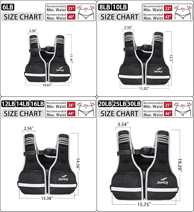 Weighted Vest Woman Men 6lb 8lb 10lb 12lb 14lb 16lb 20lb 25lb 30lb Weight Vest Zipper Front Rucking Vests With Reflective Strips for Walking Running Workout Strength Training Weight Loss Women