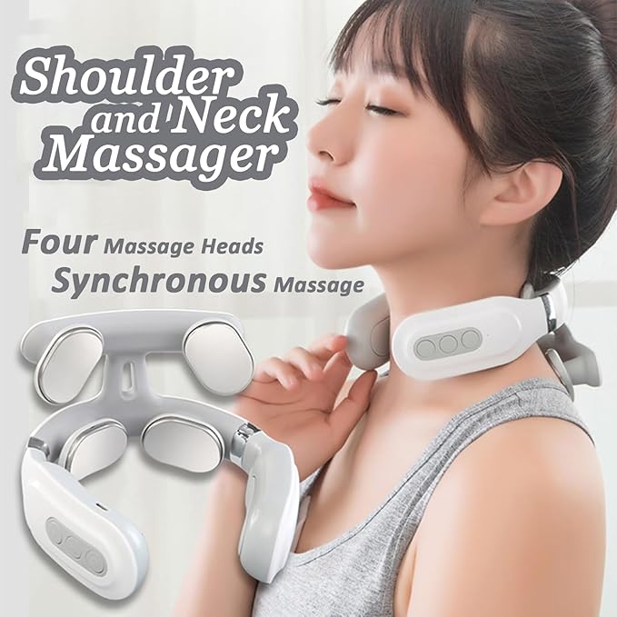 Pulse Neck Massager, 2026 2.0 Upgraded 4-Head Portable Neck Massager with Heat, 6 Modes 16 Levels for Home Relaxation & Personal Comfort, Ergonomic Design, Portable, Lightweight