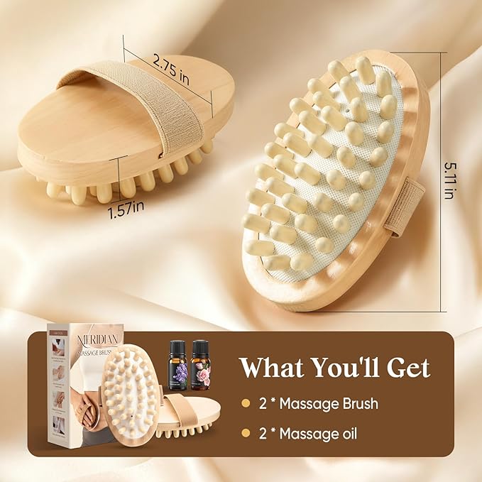 awrose 2 Packs Wood Therapy Massage Tools, Manual Meridian Massage Body Brush for Body Sculpting, Wooden Scalp Massager Tools for Cellulite Reduction, Muscle Pain Relief, Birthday Gifts for Women Men