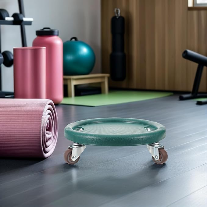 Ab Roller Wheel Abdominal Exercise Sliders with 4-wheel Design, Silent Multi-directional Core Trainer for Home Gym Fitness, Green Workout Gliding Discs for Strength Training