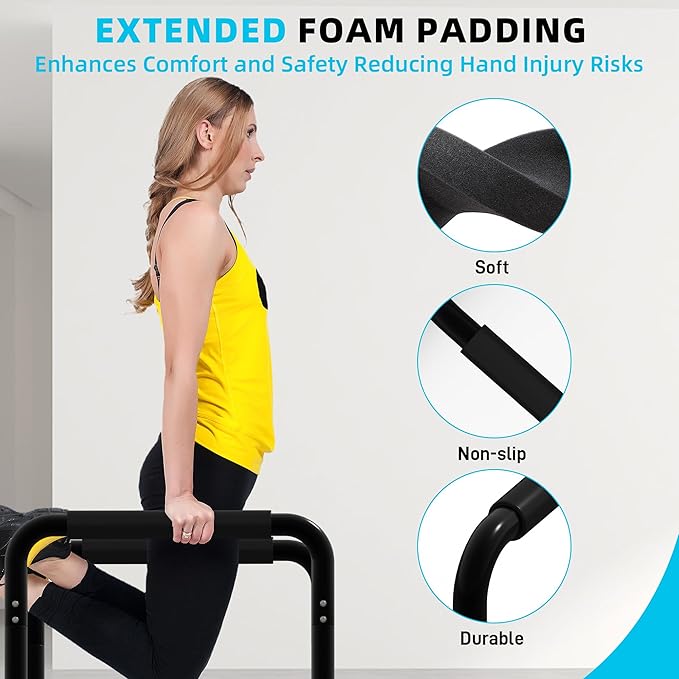 Outdoor Basic 2-in-1 Adjustable Dip Bar Station - Heavy Duty Parallel Bars with Connecting Parts, Extra Tall & Thickened Steel Design for Home Gym, Calisthenics & Strength Training (Dip Bar Pro Max)