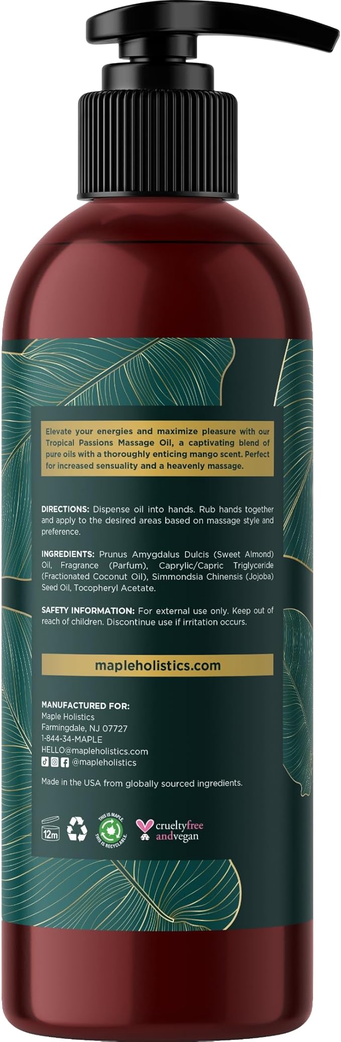 Alluring Lavender & Tropical Passions Massage Oil Set - Aromatherapy Full Body Massage Oil for Couples Bundle with Naturally Scented Vegan Non GMO & Gluten Free Ingredients (8 Fl Oz Each)