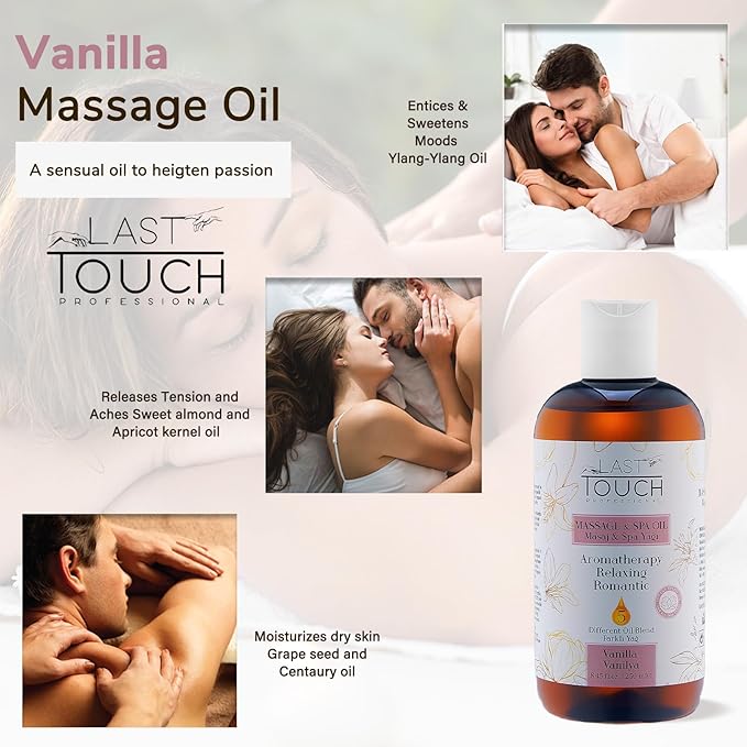 Vanilla Sensual Massage Oil for Couples Sexual - Massage Oils for Date Night - Massage Oil for Massage Therapy - Aromatherapy Oil for Intimate Moments - Aphrodisiac Oil - 8.45 Fl Oz