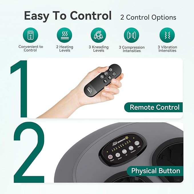 Snailax Shiatsu Foot Massager with Heat, Compression, Vibration, Electric Foot Massager Machine for Plantar Fasciitis, Neuropathy,Kneading, Foot Warmer with Remote Control, Size 13