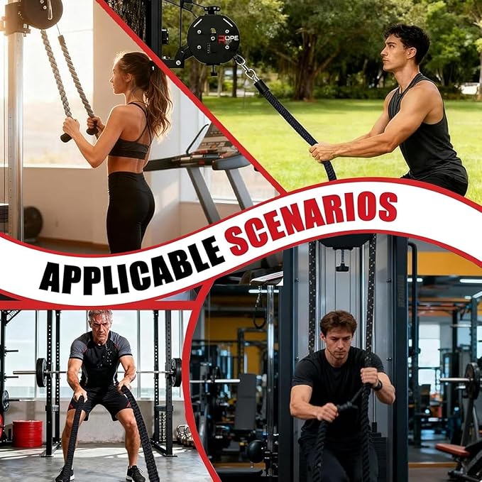 Resistance Trainer Machine, Endless Rope Trainer, 30KG/66LBS Max Adjustable Resistance, Suspension Endless Rope Pulley System, 4m Closed-Loop Nylon Rope, for Interval Resistance Training