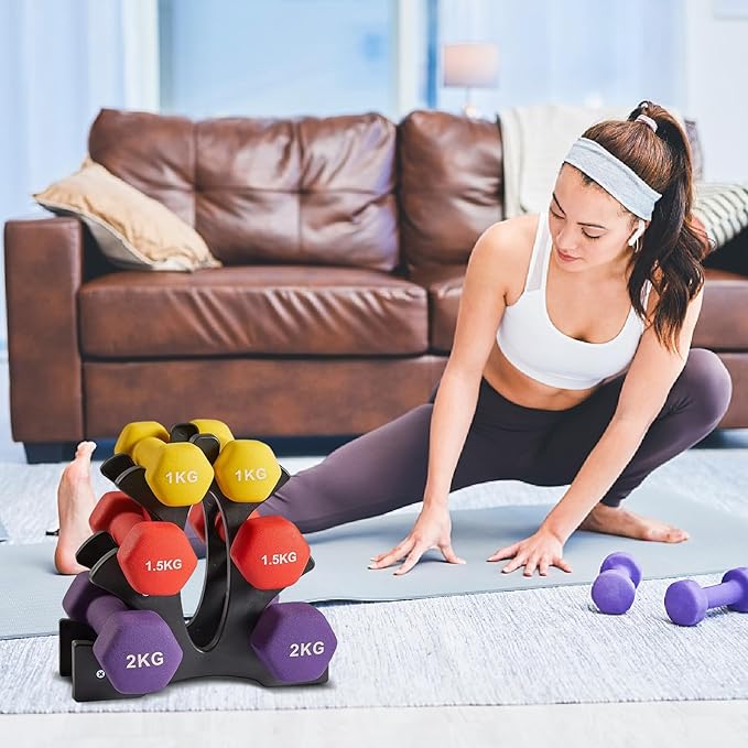 Weight Rack for Dumbbells 3 Tier, Plastic Dumbell Rack, Compact Weight Holders for Free Weights, Space Saver, Small Weight Storage Racks for Home Gym Organization, Max Load 22 lb (Without Dumbbells)