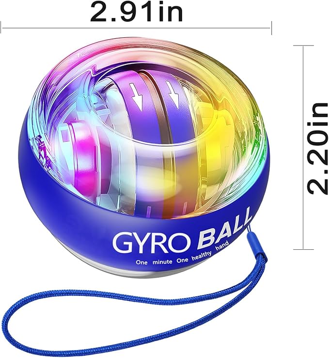 Torque-Ball Hand Exerciser, Wrist Power Gyro Ball, Curaball Hand Exerciser, Grip Strength Trainer, Hand Strengthening Devices, Wrist Strengthener, Finger Exerciser, Auto-Start Colorful Lighting