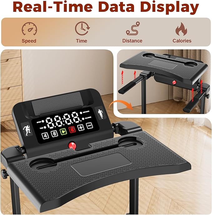 Walking Pad Treadmill with Desk, Foldable Treadmills for Home, Quiet Treadmill with 10% Incline, 300lbs Weight Capacity Walking or Running for Home Office