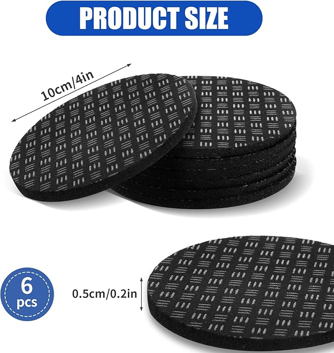 Treadmill Mat 6 Pcs, 4" x 4" x 0.2" Non-Slip Anti Vibration High Density Silicone Exercise Equipment Walking Mat for Carpet Floors, Hardwood, Concrete Floors and More (Round Shape)