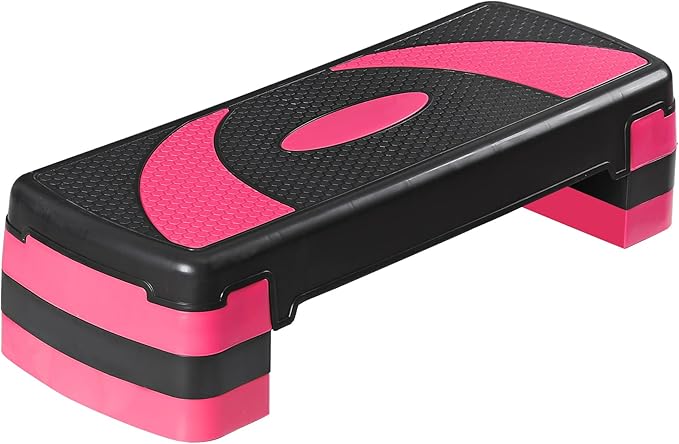 31" Aerobic Step Platform, Adjustable Height Exercise Workout Stepper, Stackable Risers Stepper for Exercise at Home Gym Workouts Fitness Equipment