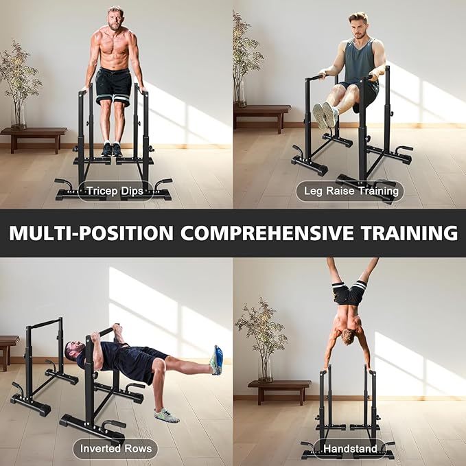 Dip Bar Heavy Duty Steel Dip Stand Station, Pull Up Bar for Fitness Home Gym Workout, Parallel Bars Dip Equipment for Strength Training (1200LBS Loading Capacity, 2025 New Version)