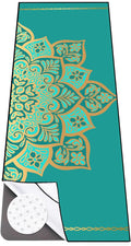 Colorful Star Large Yoga Mat Towel with Corner Pockets, Non Slip Grip Dots Absorbent Hot Yoga Towels, Yoga Blankets with Travel Bag, Mat Cover for Workout, Gym, Fitness - 74"x26", Turquoise Mandala
