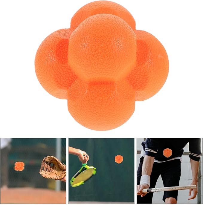 Cabilock Reaction Ball Hexagonal Speed Training Ball 7cm Orange Rubber Agility Reflex Trainer for Hand-Eye Coordination Goalkeeper and Baseball Softball Practice