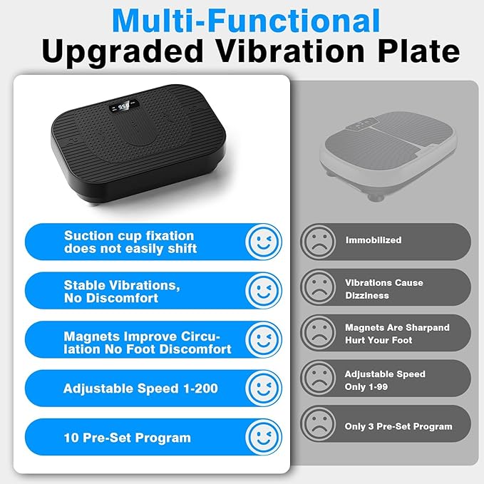 Vibration Plate Exercise Machine, 330LB Full Body Vibrating Plate for Lymphatic Drainage & Weight Management, 200 Speed Vibration Board Workout Platform for Home Fitness