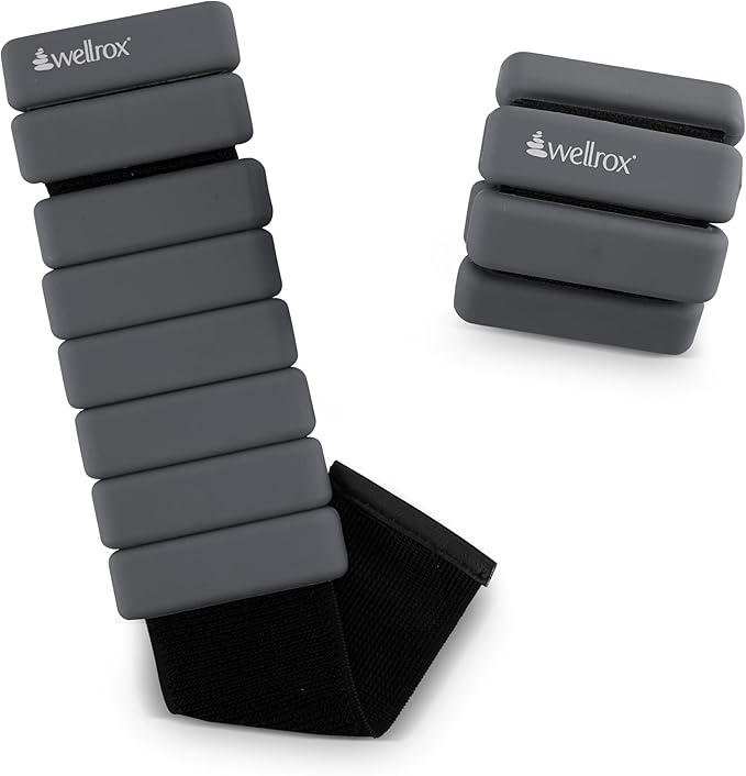 Wellrox Weighted Bangles – Adjustable Ankle and Wrist Weights for Women & Men – Set of Ankle Weights 2 lbs (1 lb Each Wrist Weight) | Weighted Arm Bands for Pilates, Yoga, Running & Walking
