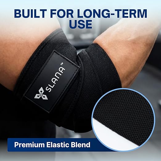 Elbow Wraps for Weightlifting – 40” Long Adjustable Compression - Elbow Sleeves Weightlifting Men with Hook-and-Loop Closure – Support for Heavy Pressing, Strength Training & Lifting Stability