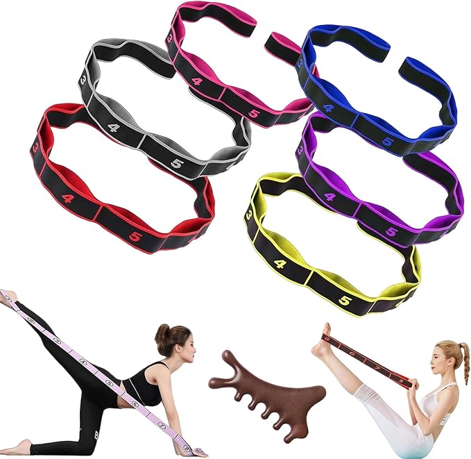 Fitness Resistance Band for Stretching and Yoga, 8 Loops Numbered Resistance Band, Elastic Training Bands for Yoga, Stretching, Pilates, Fitness