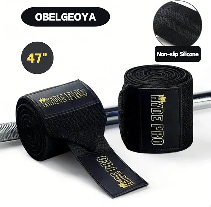 Elbow Wraps 47" for Weightlifting (1 Pair) - Elastic Sleeve Elbow Support for Bench Press, Cross Training, Compression Powerlifting, Fitness, Gym Workout - Elbow Straps for Men & Women Weight Lifting