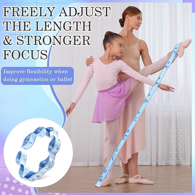 Stretch Strap for Kids Elastic Gymnastic Stretching Ballet Dance Band with 8 Loops Adjustable Exercise Training Resistance Strap for Children Stuff Pilates Latin Yoga Equipment