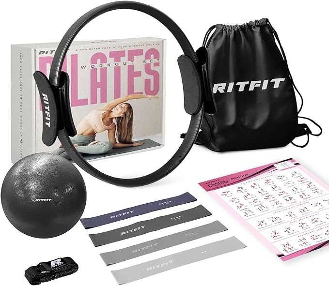 RitFit Pilates Ring Circle - 14 Inch Magic Fitness Circle for Toning Inner & Outer Thighs, Bonus Workout Guide Included
