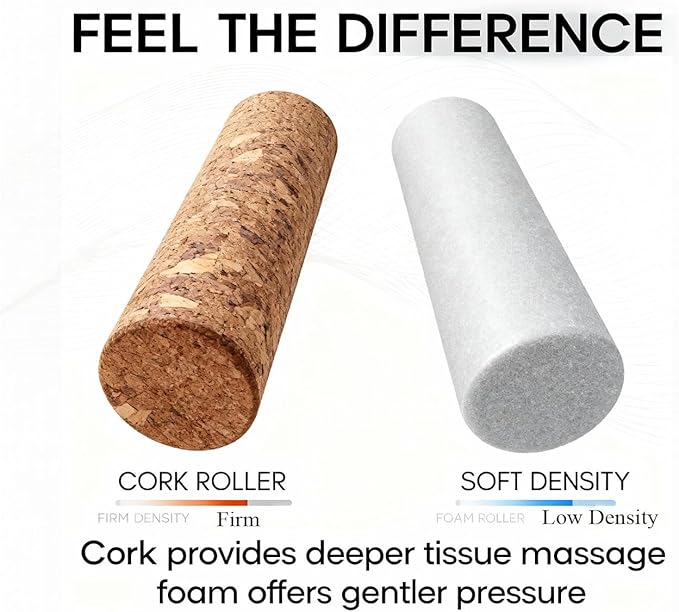 Foam Roller Physical Therapy/Natural Eco-Friendly Cork Roller/High-Density deep Tissue Massage Roller/Stretching Roller Yoga & Travel Friendly (12 * 4 Inch)