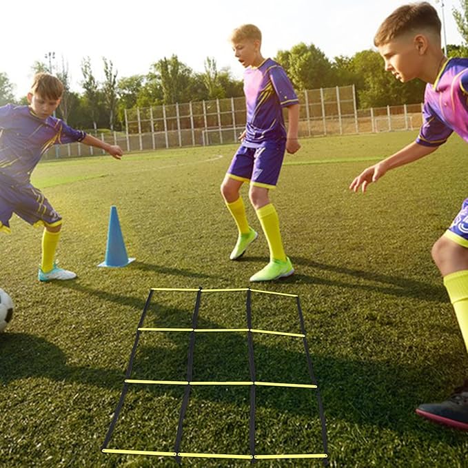 Training Ladder for Footwork: Nine-Square Agility Ladder Soccer and Football Training - Portable Rope Design for Speed and Agility Workouts