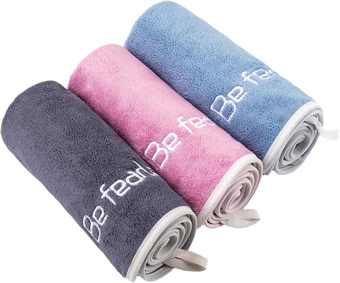 Microfiber Gym Towel Set for Men Women, Super Soft and Quick-Drying Towels for Fitness, Yoga, Cycling, Swimming (Blue+ROSEO+Grey, 3 Pack)