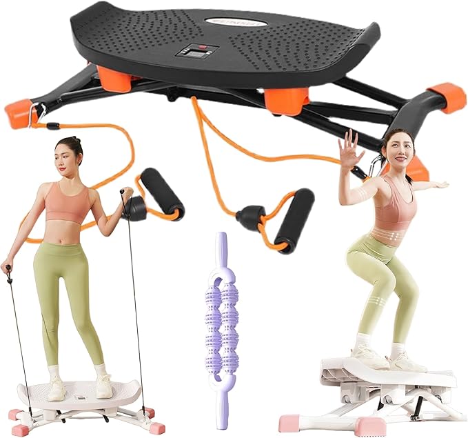 Balance Board, All-Motion Trainer, Portable Ski Balancing Machine with LCD Monitor, Balance Board with Resistance Bands, Burn Fat, Sculpt Curves & Feel Stronger