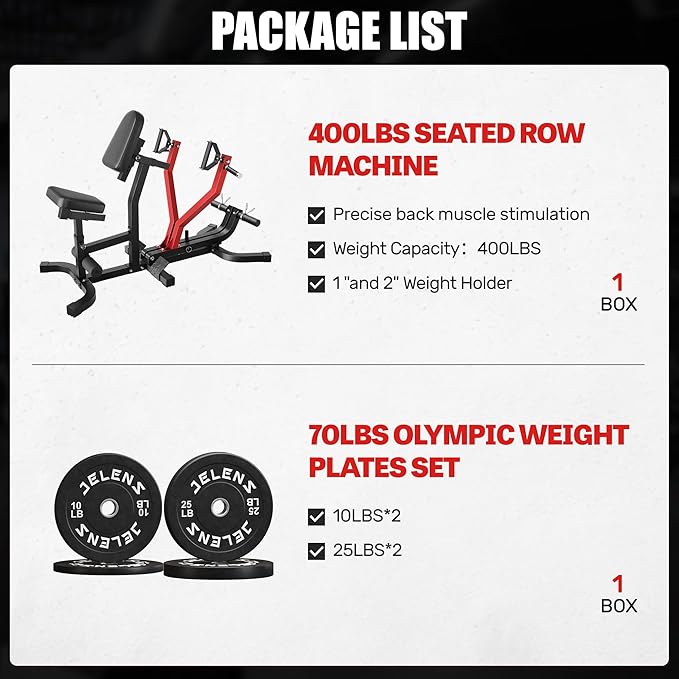 RM01 Seated Row Machine, Back Exercising Equipment Plate Loaded, Chest Supported T-bar Row Machine with Independent Arms, Back Machine Home Gym for 400LBS Capacity Gym Equipment