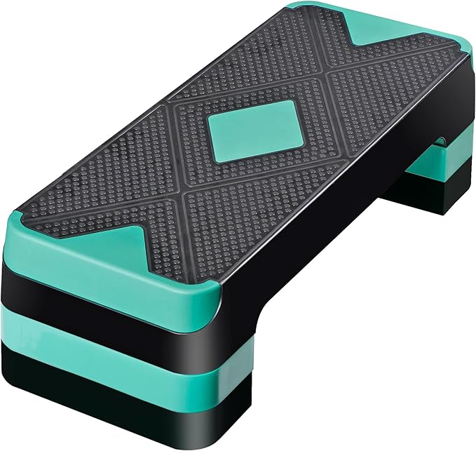 ZENY 26.5 inch Aerobic Step Platform with 4 Step Risers, Height Adjustable Exercise Stepper for Home Gym Workouts, 400 lbs Capacity