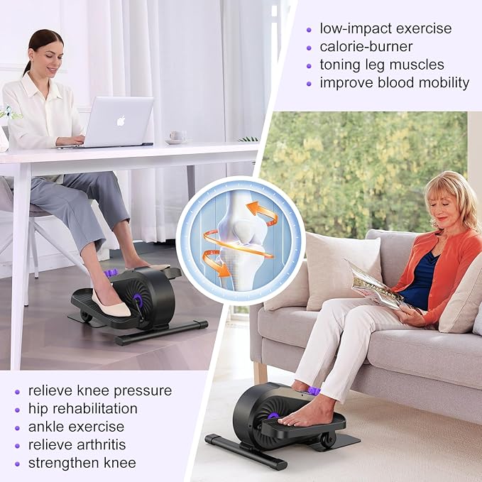 FUNMILY Under Desk Elliptical, Under Desk Bike Pedal Exerciser, Fully Assembled Leg Exerciser 2 in 1 Seated Standing Elliptical, Ultra-Quiet Mini Elliptical Machines for Home Office Use