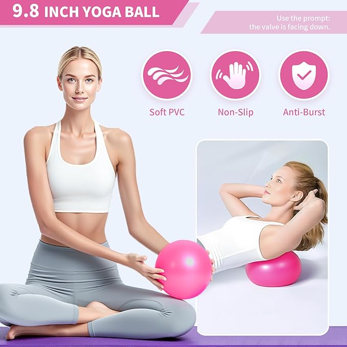 Pilates Kit for Women–13-Piece Beginner Home Pilates Set with 14" Pilates Ring, Mini Exercise Ball, 5-Level Resistance Bands, Yoga Socks, Stretch Strap&Carry Bag Full Body Toning&Core Training