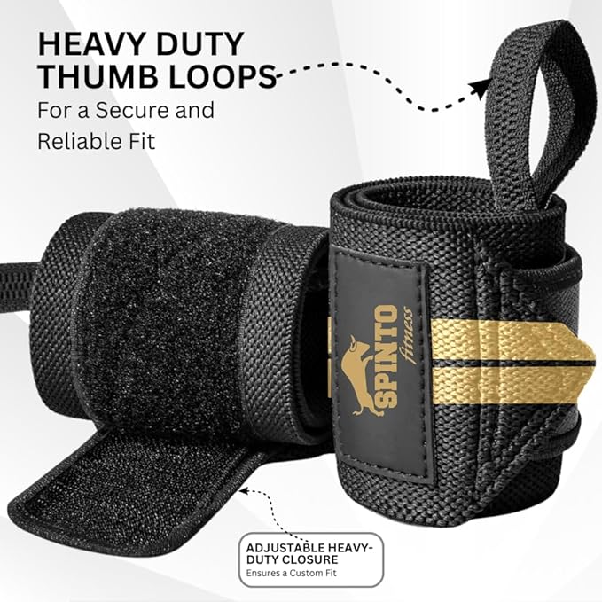 18" Wrist Wraps for Weightlifting USPA-Approved Wrist Support with Thumb Loop Heavy Duty Wrist Braces for Powerlifting, Gym, Cross Training & Strength Training for Men & Women