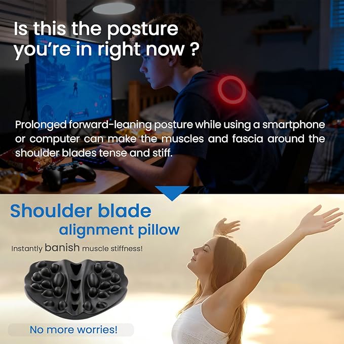 Shoulder Blade & Trapezius Trigger Point Massager, Upper Back Stretcher for Shoulder Back Pain Relief, Posture Correction & Muscle Relaxation, Ideal Gift for Men and Women